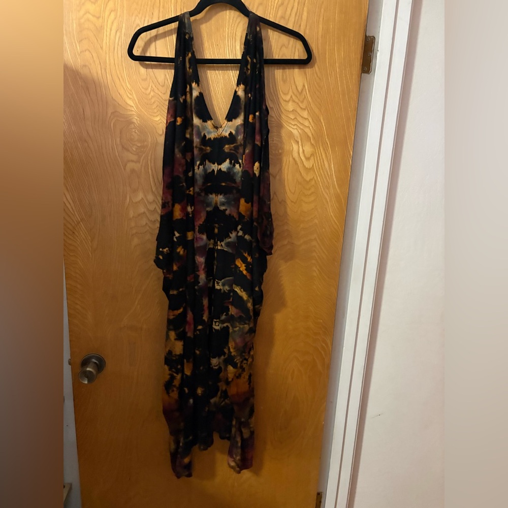 Carauccii Elegant Black and Brown Tie-Dye Dress O/S - Picture 5 of 6